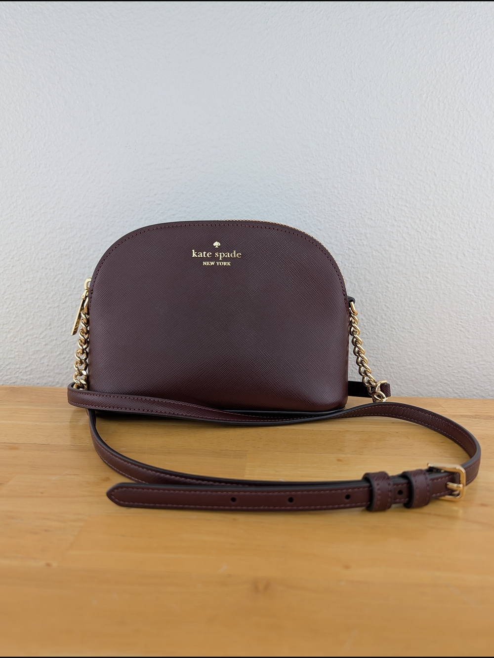 Kate Spade New York Cameron Street Hilli Deep Plum Leather Crossbody Bag Chain